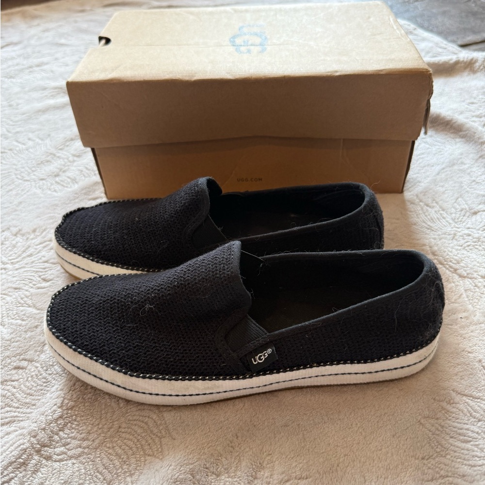 UGG Black Slip-On Loafers with Chunky Sole
